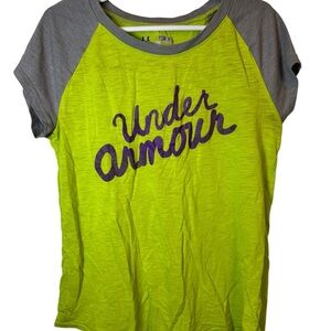 💥Under Armour Neon Yellow and Gray Tee Size Youth Small